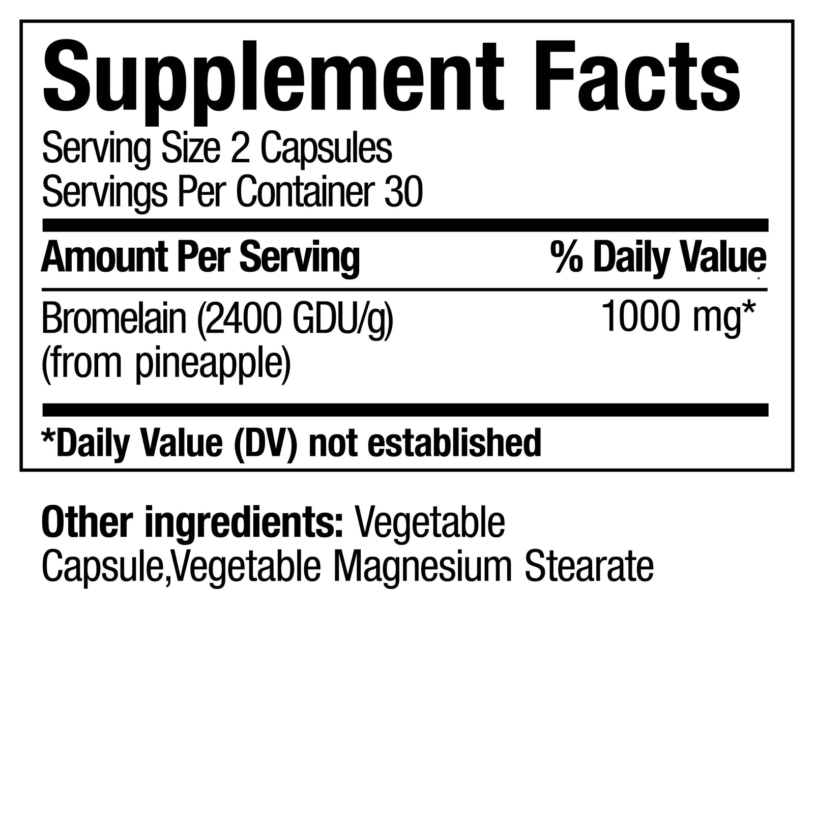 Bromelain - 60 Vegetable Capsules