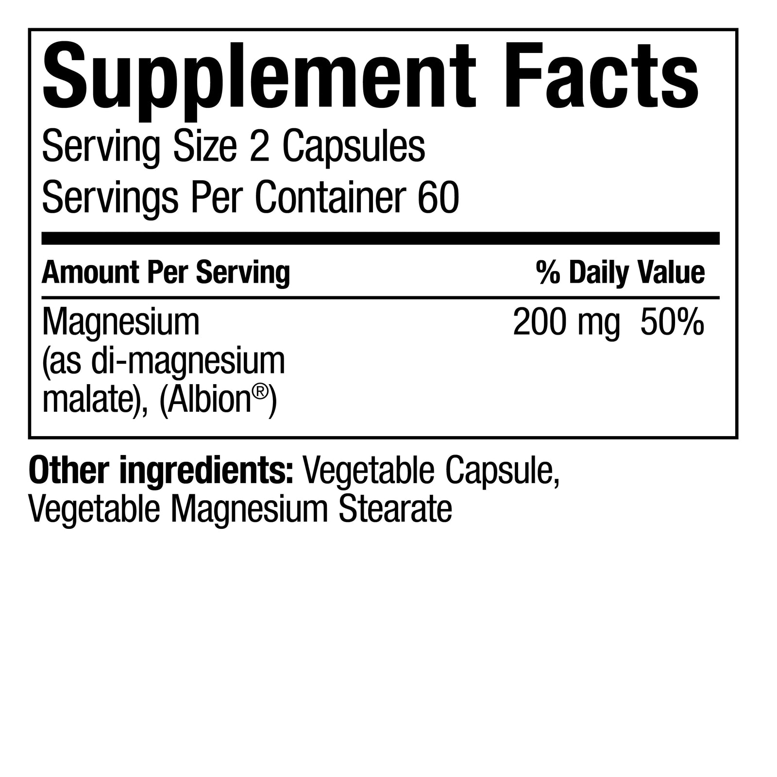 Magnesium Malate - 120 Vegetable Capsules