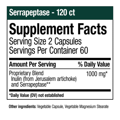 Serrapeptase - 120 Vegetable Capsules SP